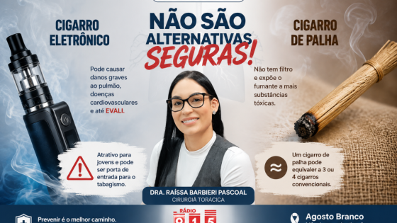 Agosto Branco: Especialista de Araxá alerta para riscos do cigarro eletrônico e do cigarro de palha