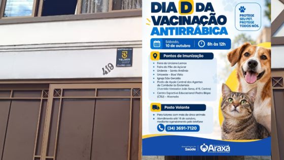 Dia D da Vacinação Antirrábica Animal acontece neste sábado (10) em Araxá